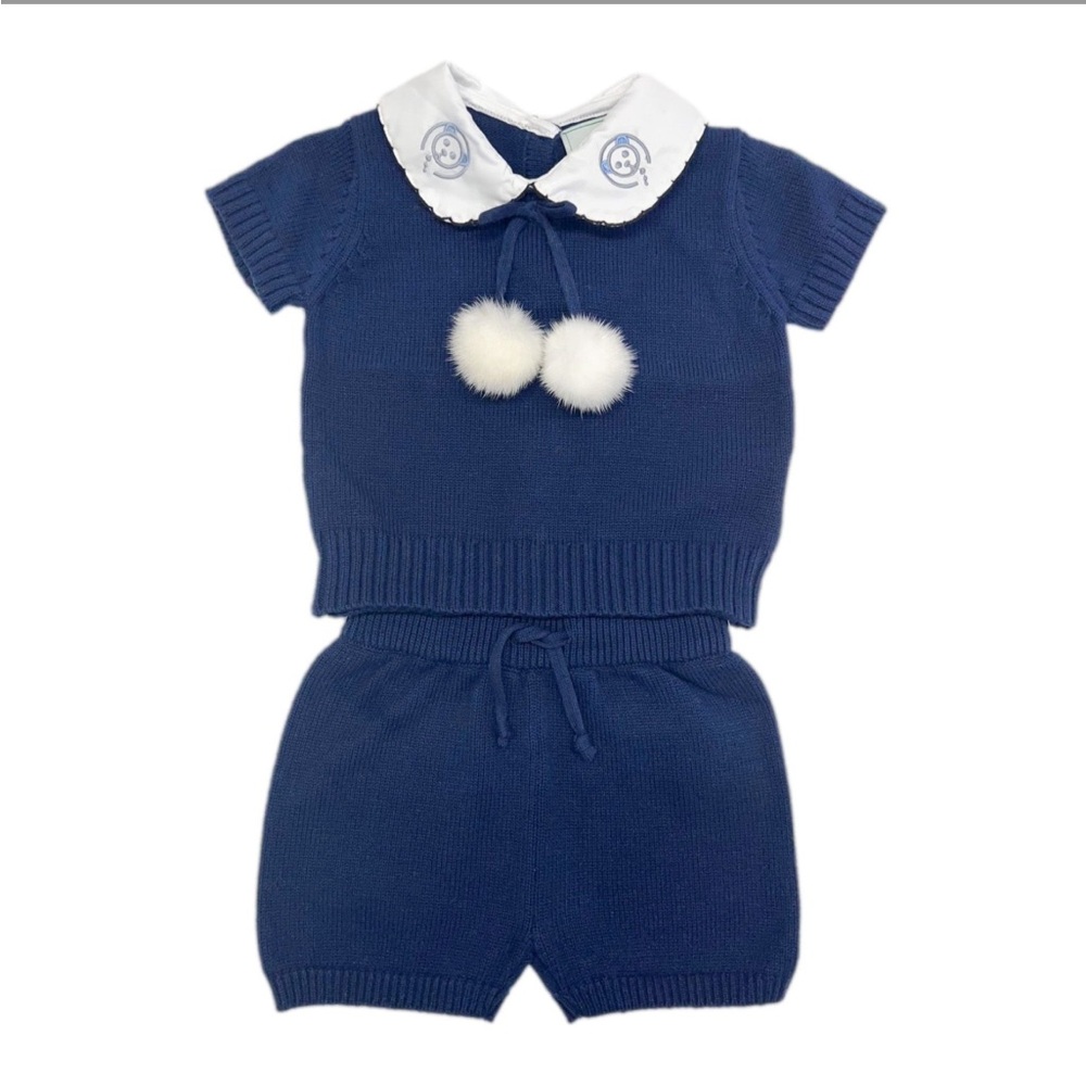 Petit maison navy top and shorts set